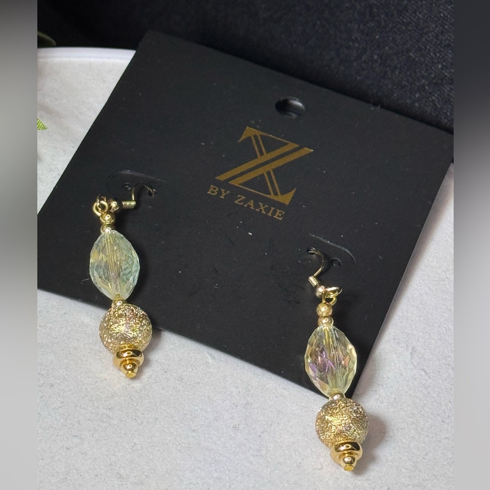 Z by Zaxie Stunning Clear Colored Faceted Stone Fish Hook Drop Earrings